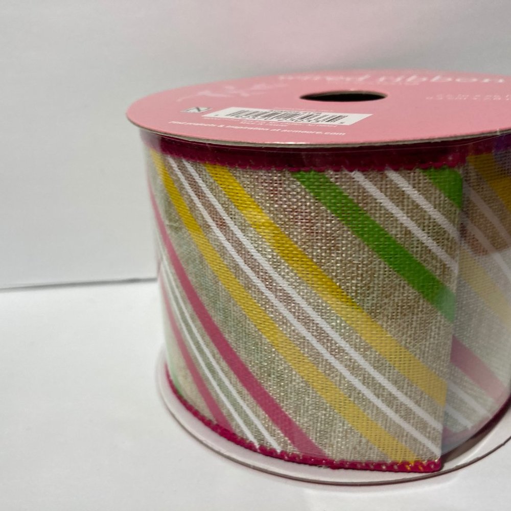 Wired Ribbon Spring Stripe 2.5" 25' - Picture 5 of 12